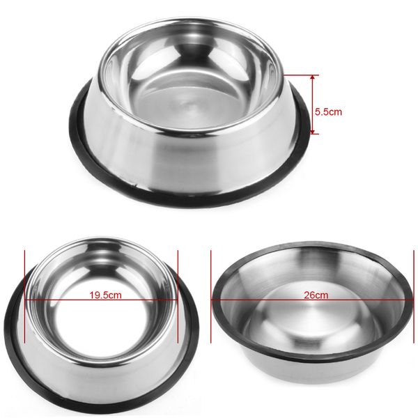 

stainless dog bowl pets steel standard pet dog bowls puppy cat food or drink water bowl dish 77