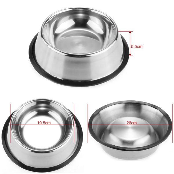 Ciotola per cani in acciaio inossidabile Ciotole per cani standard in acciaio per animali domestici Cuccioli per gatti Cibo o bevande Ciotola per acqua 77