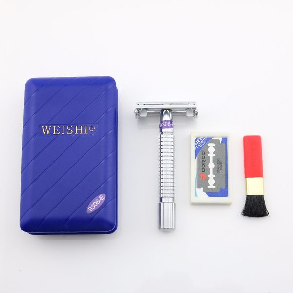 WEISHI Messing Butterfly Double Edge Safety Razor 9306-E Super Metal Shaver Matte Chromoberfläche Ausgezeichnete Qualität Großhandel 100 TEILE/LOS NEU