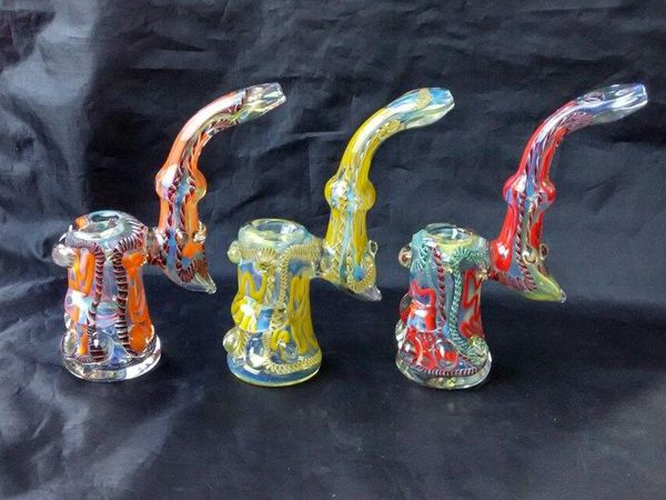 1 pz Sherlock Heady Bubbler Tubi per Fumare Erba Colorato Olio Buner Tubi Collo Piegato Tubi di Tabacco di Vetro