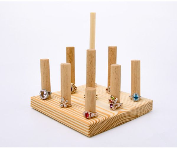 

[simple seven] muji style multilayer ring set holder natural wooden ring stands jewelry ring display earring studs holder, Black