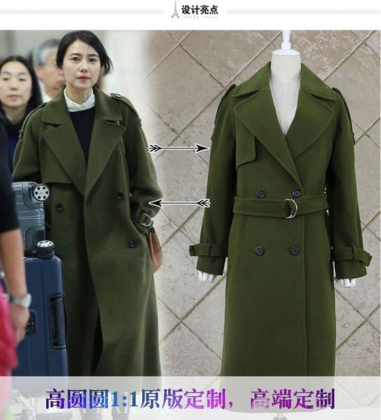 

army coats for front green womens coats womens women winter korean coat long open designer split back woolen rbekr, Black