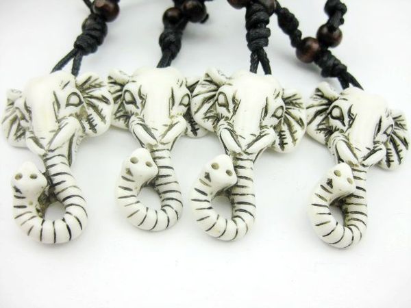 

4 pcs yqtdmy faux personality white color fashion elephant biker necklace, Silver