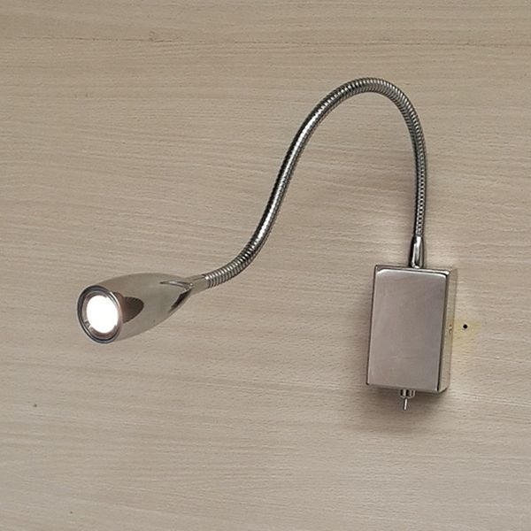 

ch swing arm lamp hard wired led reading light chrome finish dolly switch 3w ac100-240v flexible arm 360mm quality components