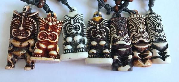 

yqtdmy 12 pcs colorful color biker carved tiki lovely totem necklace, Silver