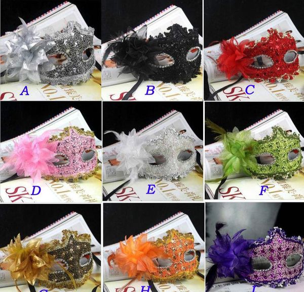 

new exquisite lace rhinestone leather mask masquerade halloween party flower princess mask for lady purple red black gold pink silver white