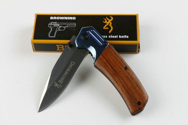 Browning F78 Coltello pieghevole tattico 5Cr13Mov 56HRC Manico in legno Caccia da campeggio Sopravvivenza Coltello da tasca Militare Utility Chiusura Strumenti EDC