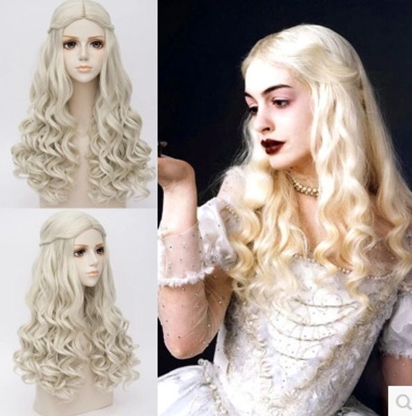 Movice White Queen Cosplay Halloween Natural Wave Costume Wigs