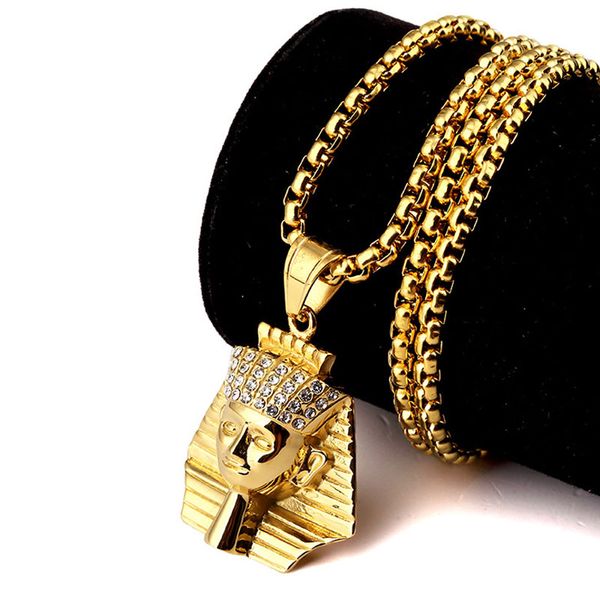 

new arrivals hip hop 18k gold plated egypt pharaoh pattern pendant chain necklace fashion jewelry for women men, Silver