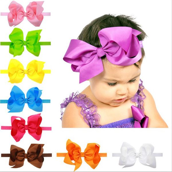 Kids Bows Headband Baby Child Infant Solid Kids Hair Ribbons Girl
