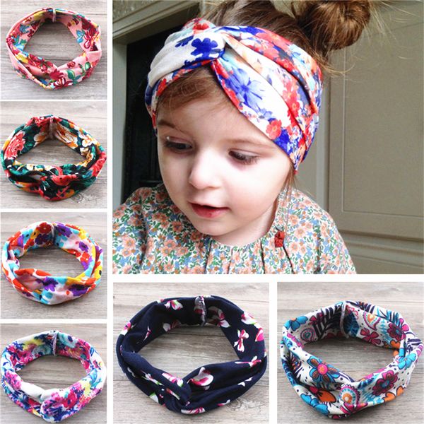15 Baby Girls Cross Headbands Kids Cotton Flower Headwear Head