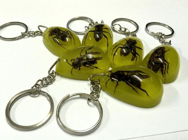 

yqtdmy 12 pcs design chic insect bee biker keychain, Slivery;golden