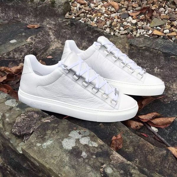 

arena low sneaker shoes men kanye west trainers,fashion wrinkled leather sneakers outdoor walking black,blue,white,grey