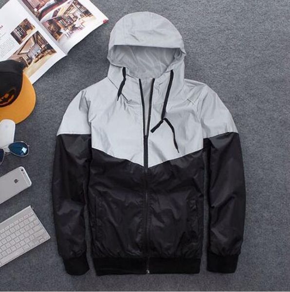 

new men jacket autumn patchwork reflective 3m jacket hip hop waterproof windbreaker men coat, Black;brown