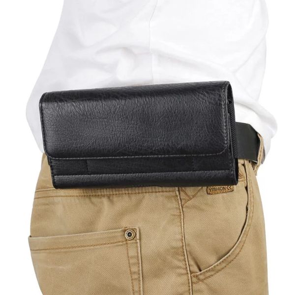 

luxury universal holster belt clip waist man flip pu leather cover bag phone case for all cellphone 4.7 to 6.3inch