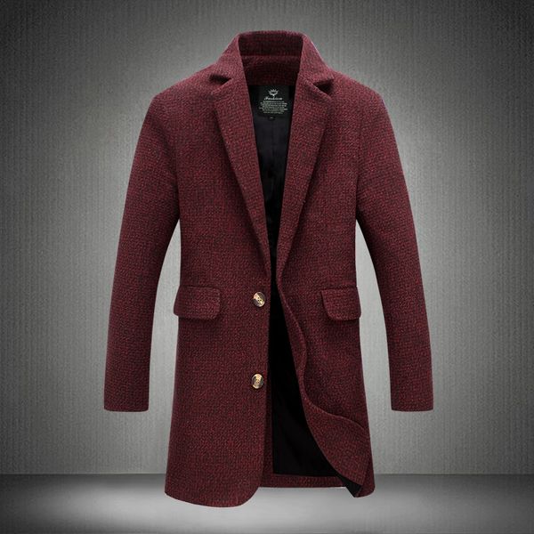 

wholesale- 5xl 2017 new trench coat men fashion style spring winter overcoat male brand clothing quality wine red homme trench coat, Tan;black