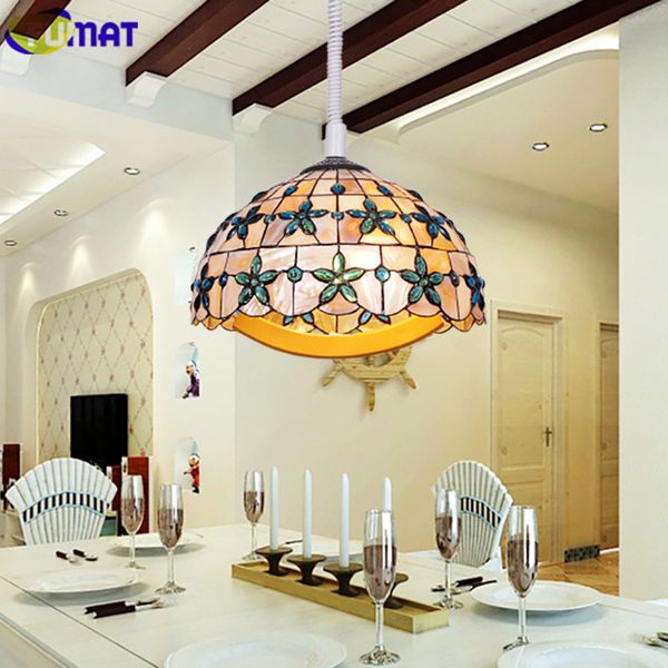 Fumat 12 In 14 Inch 16 Inch European Art Shell Pendant Light Lilac Vintage Pendant Lamp Living Room Dinning Room Light Glass Pendant Lamp Shades Glass