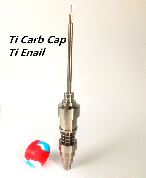 GR2 Domeless Titanio Chiodi Carb Cap Kit barattolo in silicone per 18mm 14mm Enail Dnail Riscaldatore Bobina Cera Fumare Bong Accessori per tubi dell'acqua