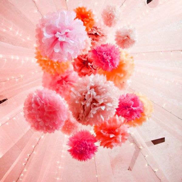 Bütün 4pc 10 inç25cm dekoratif kağıt mendil pom poms çiçek topu düğün dekorasyon partisi doğum günü bebek duş doğum günü7896931