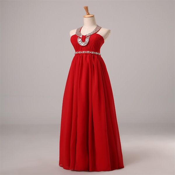 

2017 new real evening dresses glamorous long chiffon formal dress elegant halter red ball prom party pageant graduation dress, Black;red