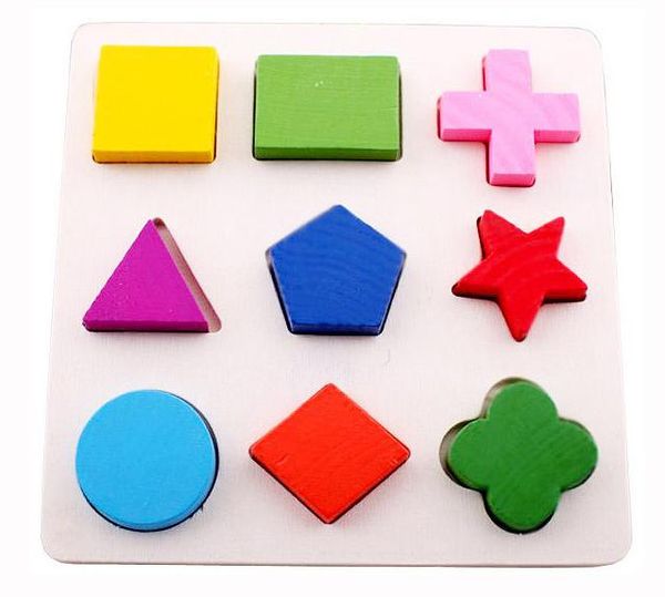

new design 3pcs montessori teaching aids puzzle wooden toy geometry shape recognition division plate multicolour graphic board