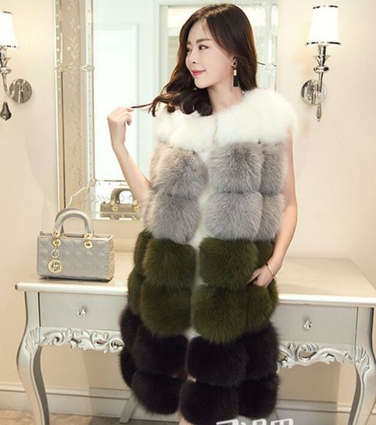 

jacket coat women fox vest fur winter brand fur autumn vests long winter fashion faux luxury women's women xsccu, Black