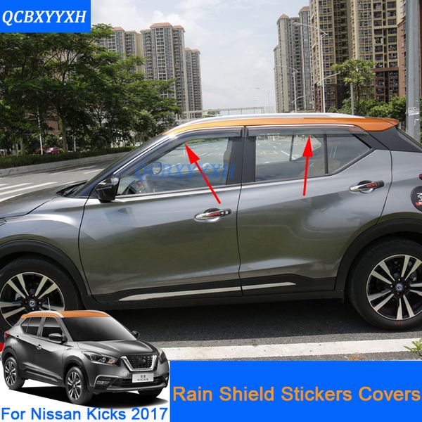 QCBXYYXH Estilo Do Carro Sun Visor ABS Toldos Abrigos 4 pçs / lote Viseiras Da Janela Para Nissan Kicks 2017 Sun Rain Shield Adesivos Cobre