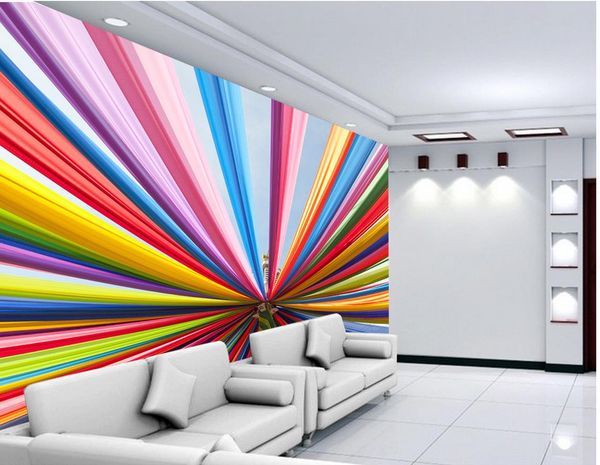 Estilo Modern European Top clássico 3D cor do arco-íris moda com belas 3d papel de parede papéis de parede 3d mural para tv pano de fundo