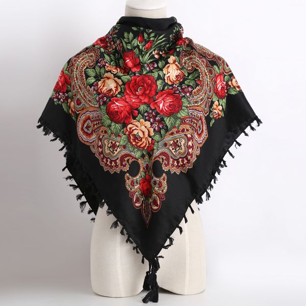 

wholesale- 2017 new fashion woman scarf square scarves short tassel floral printed women wraps winter lady shawls headband, Blue;gray