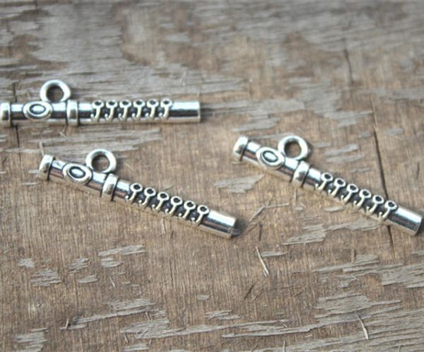 

30pcs--Flute charms Antique Tibetan silver Flute charms pendants ,DIY Supplies 29mm x 7mm