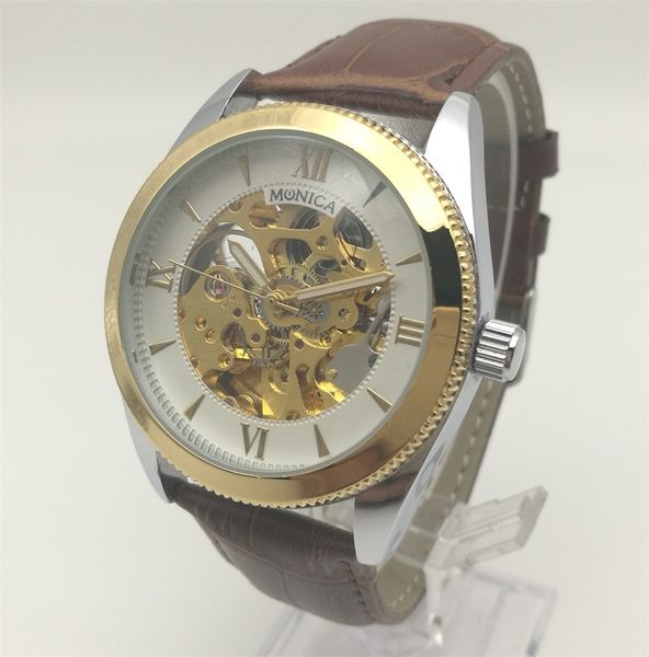 

Автоматические механические часы мужские Кожаный ремешок модные полые Watcvh MUONIC бренд продажи бизнес перспективы золотые часы