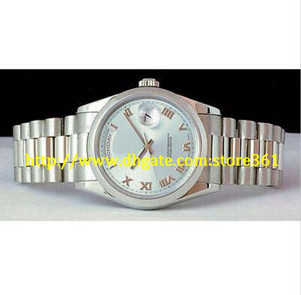 store361 orologio nuovo arrivato Mens 36mm PLATINUM President GLACIER Roman - 118206