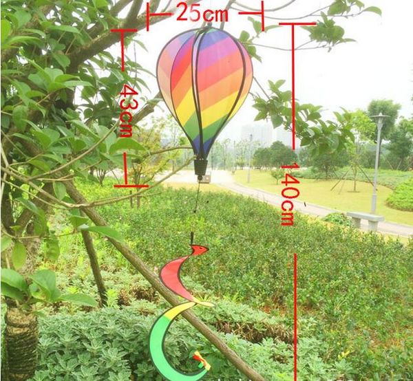 Regenbogen-Streifen-Gitter-Windsack, Heißluftballon, Windspiel, Garten, Hof, Außendekoration, bunte Windmühlen, festliche Party, rotierende Windmühle