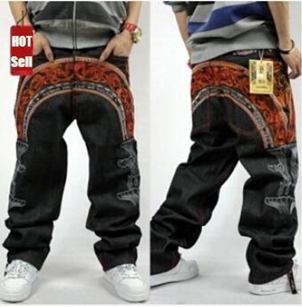 

wholesale-hip hop baggy jeans men hiphop full body embroidery skateboard denim pants plus size ing, Blue