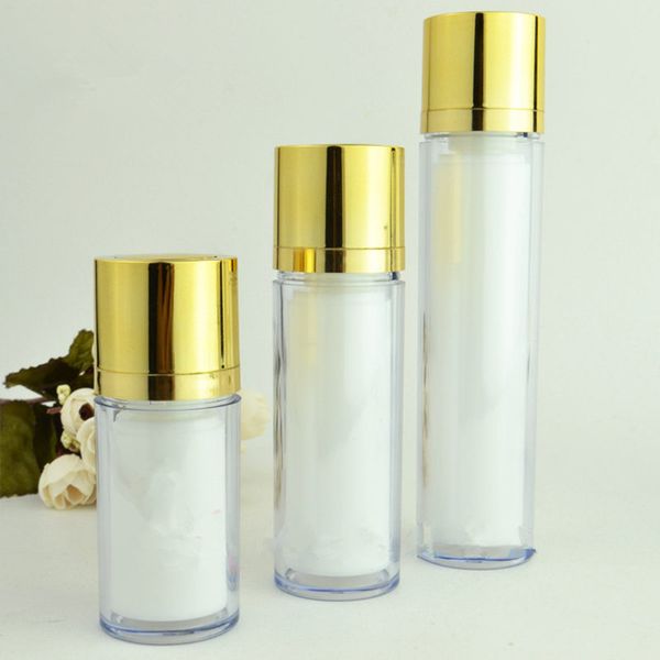 

gold silver pump head rotating cosmetic bottle double lifting vacuum bottle lotion bottle color 15ml 30ml 50ml f20171884