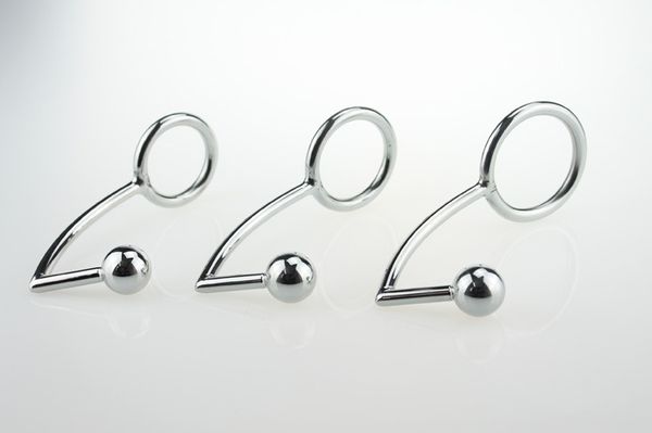 Gancho anal de aço inoxidável com um grande anel de pênis para o plugue masculino de metal plugue adulto dispositivos de castidade