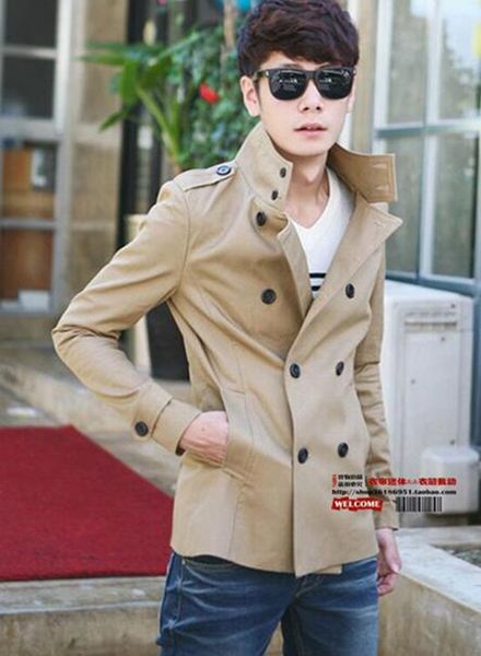 

the spring and autumn period and the han edition men fashion boutique trench coat of cultivate one's morality of england / s-3xl, Black