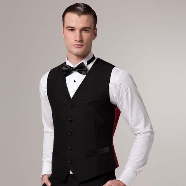

wholesale- 2017 custom made formal black men's waistcoat new arrival fashion groom vests casual slim fit vest, Black;white
