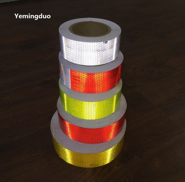 5 cm * 45m reflektieren VORSICHT-Verkehrssignal weiß / rot / gelb / orangefarbenes PVC-selfadhesives reflektierendes Warnsicherheitsband