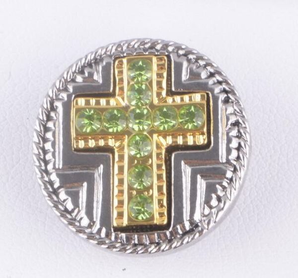 

20 шт. лот сплава горячей оснастки ювелирные изделия крест зеленый горный хрусталь популярные оснастки кнопки для 18 20 мм оснастки кнопки ю