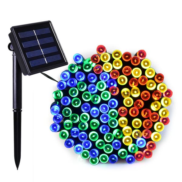 

outdoor solar panel powered 7 colors 12m 22m light 100 led 200led string fairy automatic garden waterproof christmas party decoration lamp