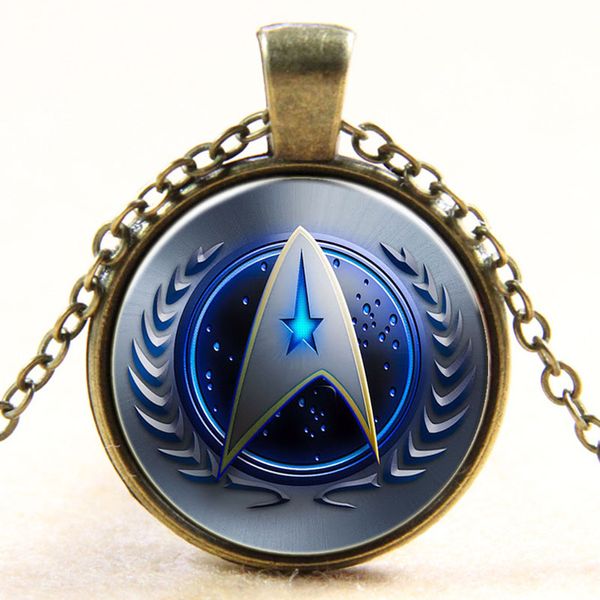 Großhandel Glaskuppel Cabochon 25mm Star Trek Halskette Glascabochon Kuppel Anhänger Retro Halskette Schmuck kostenloser Versand