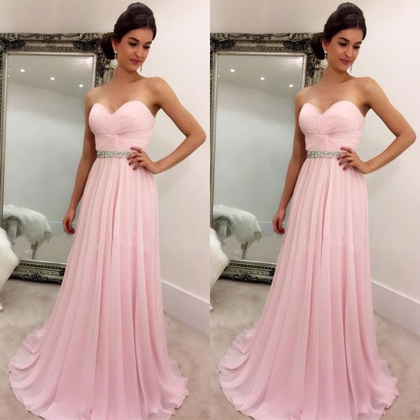 

pageant dresses pink chiffon prom dressess ruched sweetheart sleeveless crystals long formal evening party gowns sweep train, Black