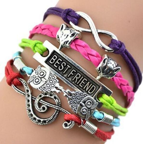 

24 styles diy infinity bracelets charm bracelets antique cross bracelet fashion leather multilayer bracelets, Golden;silver