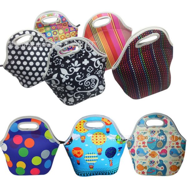 

child lunch package thicker insulation bag waterproof eco friendly stripe dot colour picnic pouch waterproof large capacity 15 5wt i1