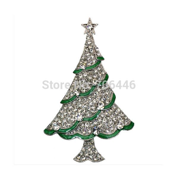 

Whole ale 2 25 quot elegant merry chri tma tree brooch with hiny rhine tone cry tal