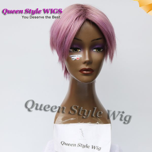 Short Pixie Cut Free Part Hair Wig Man Anime Wig Dark Root Ombre