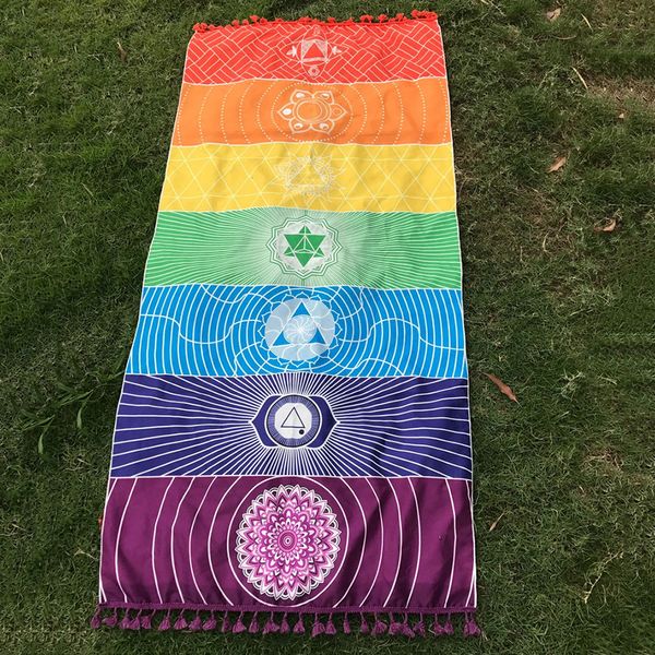 Polyester Böhmen Indien Mandala Decke Rainbow Stripes Mat