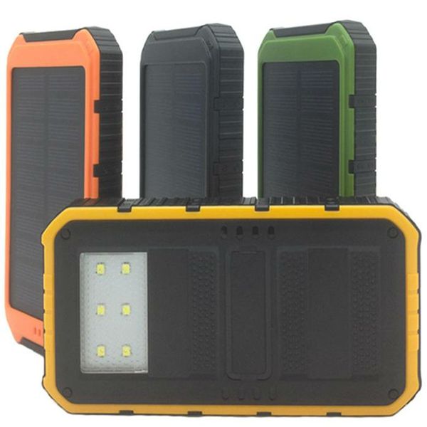 

Universal 20000mah Waterproof solar power bank with LED lights Outdoors solar charger powerbank for all mobile phone for pad