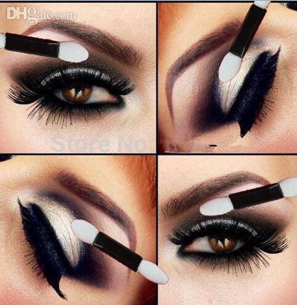 

wholesale-new disposable make up eye shadow applicator brush double-headed sponge eye shadow brush (100pcs/lot) + ing